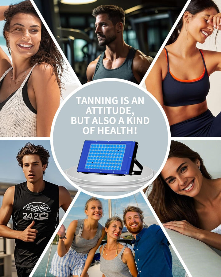 Tanning Lamp Solarium for Home, 50 W Sun Lamp, 2 Modes Constant + Pulsating, 5 Brightness Levels, Face Tanning Daylight, Black, High Density, All Skin Tones