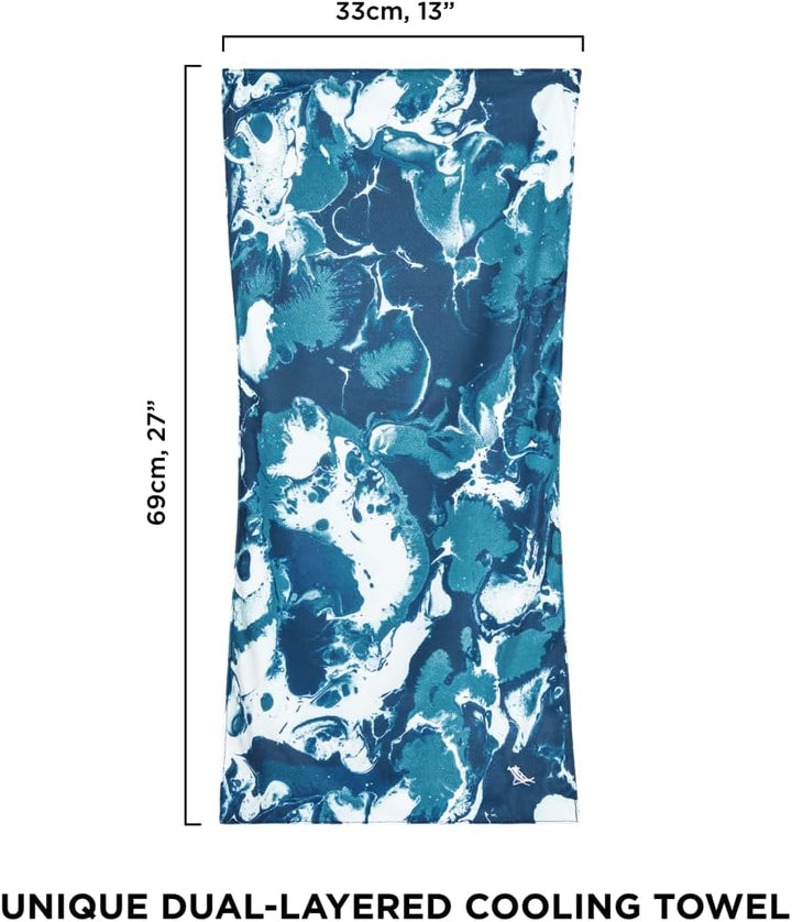 Quickcool Cooling Towel - for Athletes, Sports, Workouts, Fitness - Dual Layered Fabric Technology, Instant Relief, Cools to 15°C - Includes Bag - 25" X 12"/63 X 29Cm