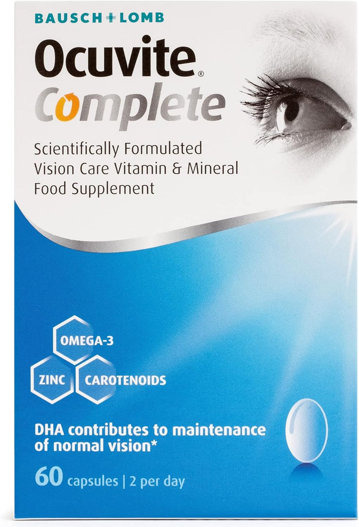 Complete Eye Supplement Capsules by Bausch + Lomb – Lutein and Zeaxanthin Supplement with Omega 3 DHA, Vitamin B2 and Niacin, Supports Normal Vision, Eye Health Supplements 1 Capsule per Day