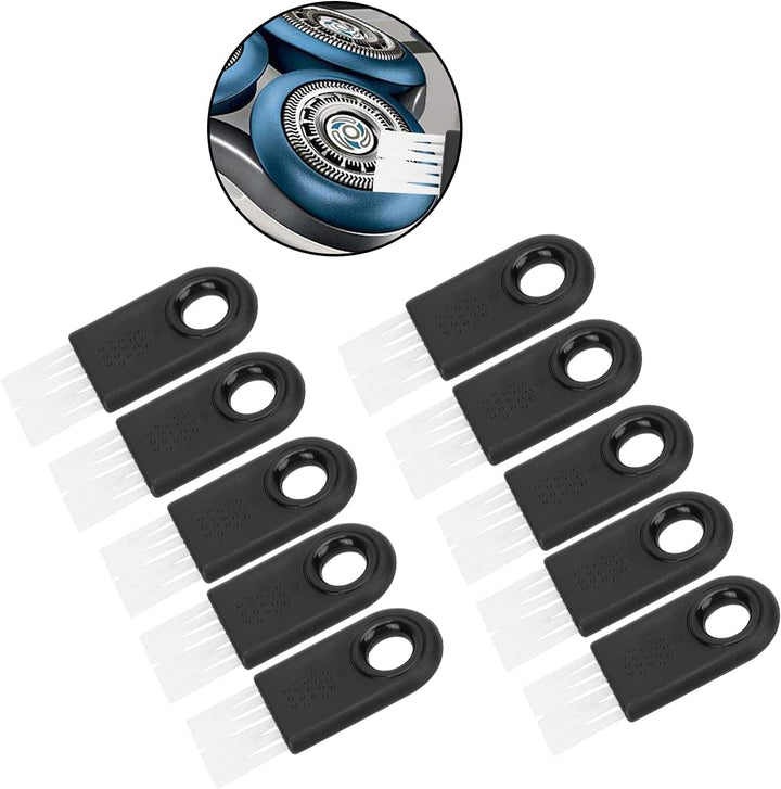 10Pcs Electric Shaver Cleaning Brush, Razor Cleaner Set, Nylon Bristle Brush for All Models, Black Handle with White Nylon Hair