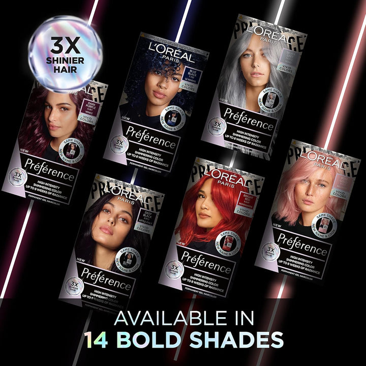 Paris Permanent Hair Colour, Long-Lasting Shine and Intense Colour, for up to 8 Weeks, Preference Vivids (Colorista), Bright Red 8.624, X1 Pack
