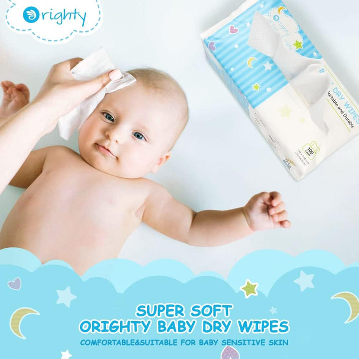 Baby Dry Wipes - Super Soft & Gentle Baby Washcloths, Use Wet or Dry, 100% Unscented Tissue for Babies Sensitive Skin, Ideal for Diaper Changes, Feeding, Nursing, Runny Nose & Drool, 600 Count