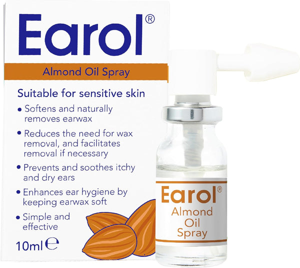 Almond Oil Ear Spray, Clinically Proven for Ear Wax Removal, Safe for Sensitive Skin, Reduce Need for Syringing or Microsuction, 1 Pack of 10Ml Metered Dose Spray