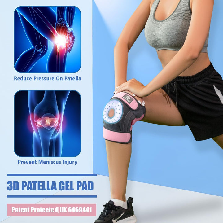 Knee Brace with Patella Gel Pad for Women 1 PCS, Adjustable Breathable Knee Supports for Arthritis/Ligament Damage, Running/Weight Lifting