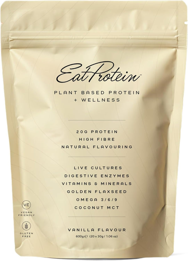 Plant Based Protein + Wellness Powder, Vegan Protein Powder for Women. Dairy, Lactose, Gluten, Soy Free. No Artificial Sweeteners, Flavours or Added Sugars. Vanilla, 20 Servings, 600G