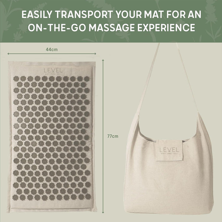 Acupressure Mat and Pillow Set | Coconut and Linen Material | Acupressure Mat for Back and Head | Carrying Bag Included | Acupuncture for Stress and Tension Relief