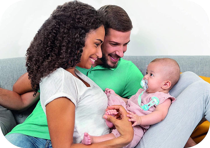 Dummy Clip | 2 Pack | Baby Soother Clips Fit All  Soothers | Adjustable Length and Lightweight Design | Baby Accessories | White with Blue Strap | Dummies Not Included