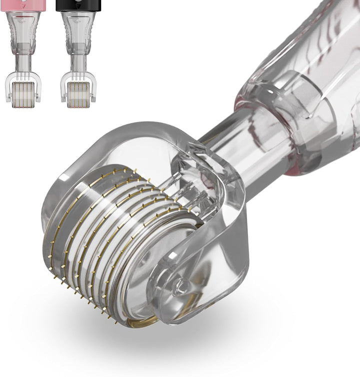 Derma Roller with Reservoir for Skin, Hair, Wrinkles, Stretch Marks, Hyperpigmentation INSTANT SERUM APPLICATION, 105 Titanium Needles 0.5 Mm