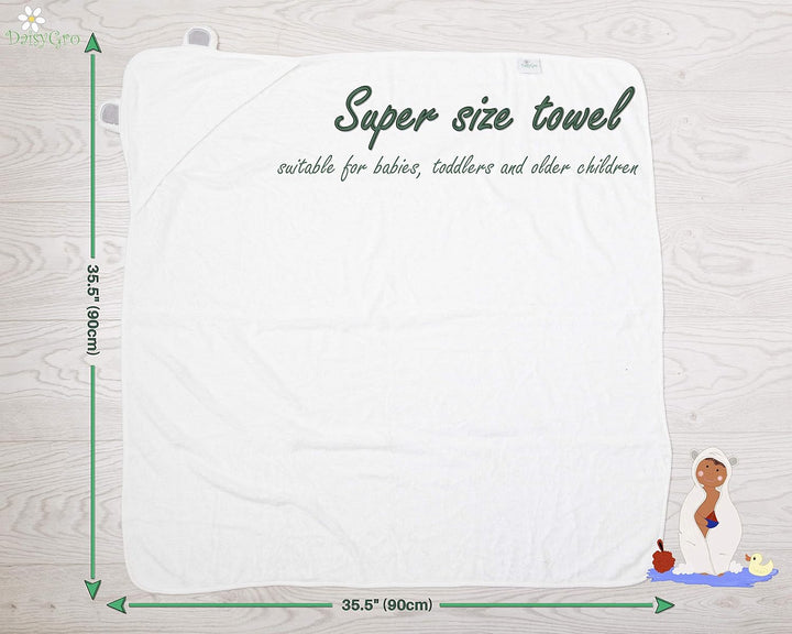 Luxury Hooded Towels for Kids Extra Large 90X90Cm, Newborn Baby Bath Towel or Older Kids Poncho Towel, Thick Soft Absorbent Bamboo, Gift Boxed for Baby Shower. British Seller