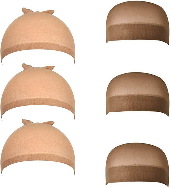 Wig Caps, Stocking Ultra Thin - 6 Pieces, Breathable, Sweat Absorber & Stretchable Light Brown Caps for Women, One Size Fits All