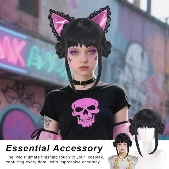 Rumi Costume Kids Wig Cosplay, Anime Mira Zoey Rumi Costume Wig, Demon Hunters Purple Braid Wigs for Kids Halloween, Carnival, Party (B)