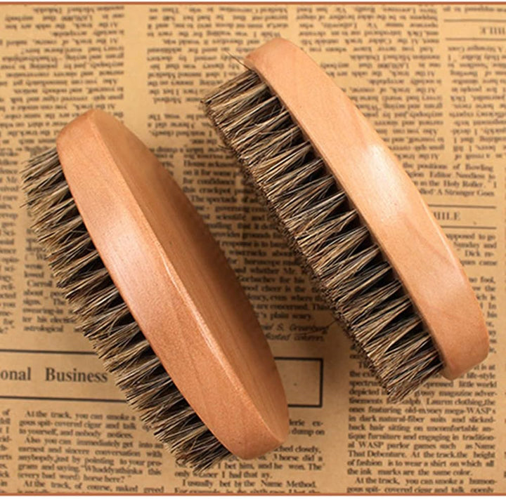 1 Piece Beard Brush - Boar Bristle Brush with Solid Wood Handle for Firm Bristles to Tame and Soften Facial Hair (Brown)