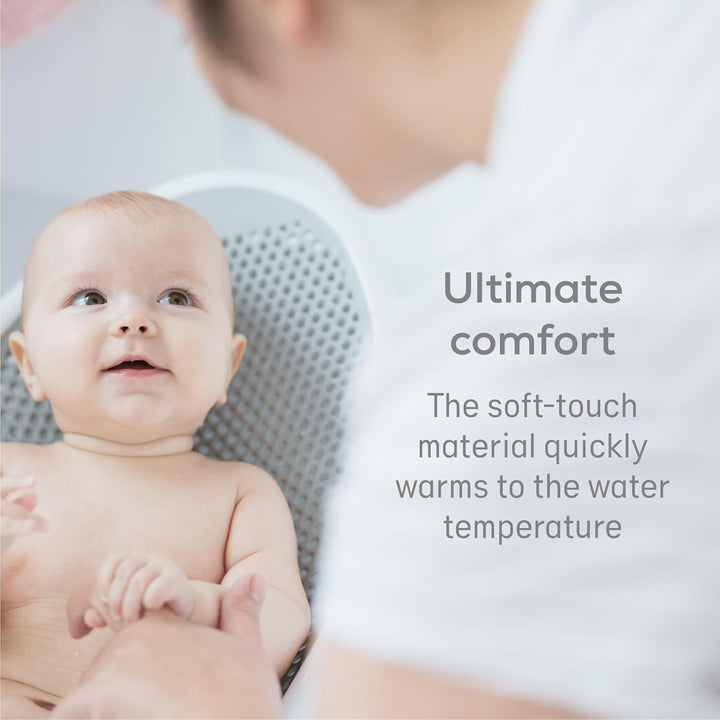 Soft Touch Baby Bath Support -Grey- Water Level Indicator, Non-Slip, Comfortable & Safe for Newborns & Infants up to 6 Months