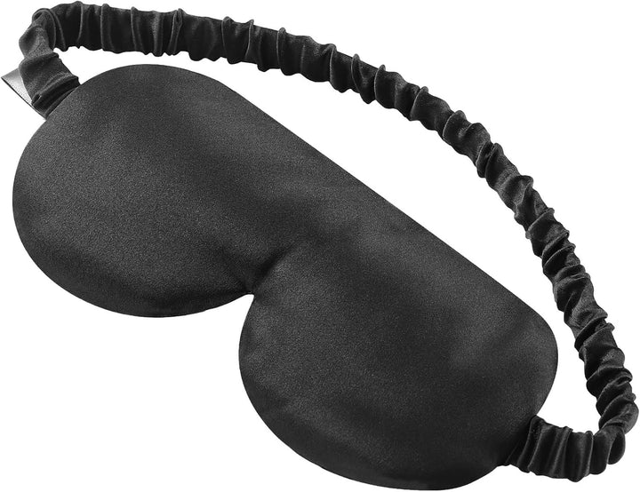 Sleep Mask Silk Cover Eye Contour Built-In No Pressure for Sleeping, Upgrade over Conventional Flat Satin Eye Masks, Machine Washable (Black)