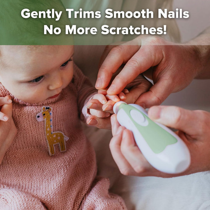 Baby Nail Trimmer Electric Safe Baby Nail Clippers Baby Nail File Kit, Trim Polish Grooming Kit for Newborn Toddler or Adults Toes Fingernails, 6 Grinding Heads and LED Light, Meadow