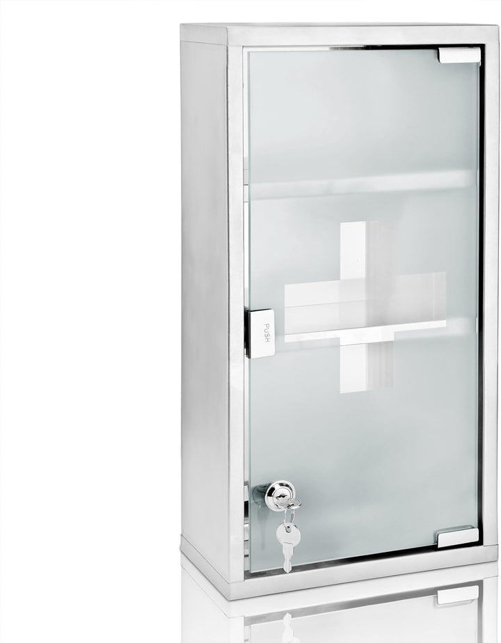 3 Shelf Medicine Cabinet Large 50 X 30 X 12Cm– Stainless Steel, Wall Mounted, Lockable Medicine Cabinet, First Aid Secure Storage for Home, Office, School, Hospitals & Lab