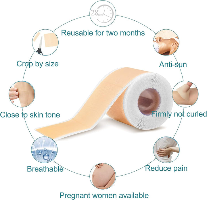 Silicone Scar Sheets, 1.6” X 60”Roll-1.5M, Scar Treatment Sheets, Silicone Scar Tape, Reusable, Thin, Flexible, Easy-Tear, for Old & New Scars, C-Section Surgery Scar Keloid Burn Acne