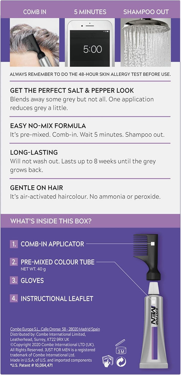Touch of Grey, Black Hair Dye for a Natural Salt & Pepper Look, T55