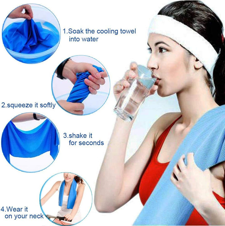 All in One Ice Cool Smart Towel Instant Cooling Technology Suitable for Sensitive Skin 100Cms X 30Cms (Black)