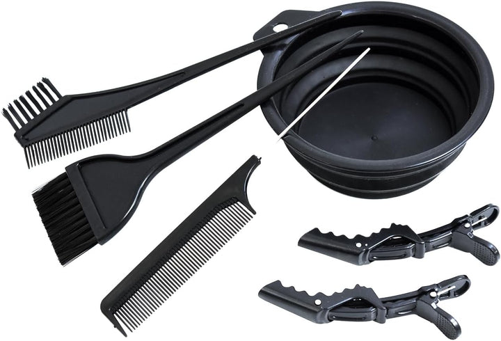 6Pcs Hair Dye Set Hair Colouring Tools Tinting Brush Mixing Bowl Double-Sided Coloring Comb Crocodile Hair Clips Pin Tail Comb