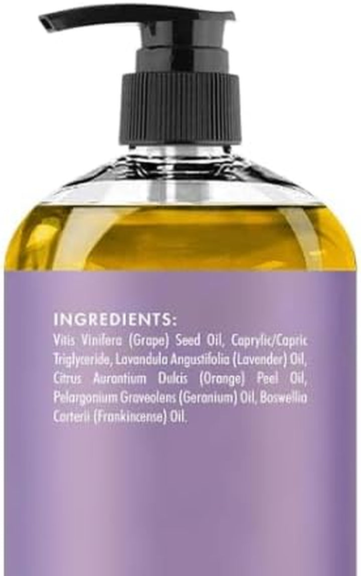 Lavender Massage Oil for Massage Therapy - Refreshing, and Relaxing - Natural Oils with Lavender Essential Oil - for All Skin Types - Men and Women - 8 Fl Oz
