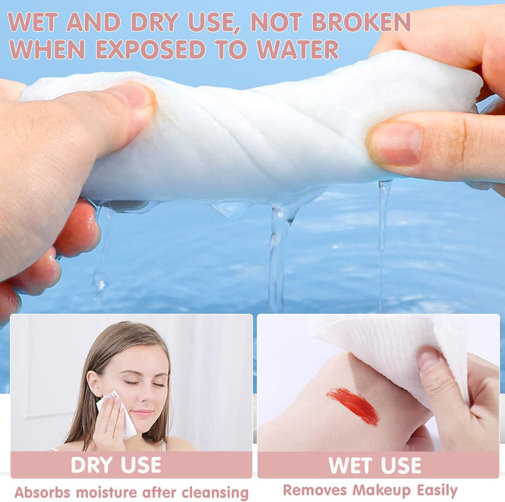 Cotton Tissue - 00% US Cotton Dry Baby Wipes, Soft Disposable Face Towels for Makeup Removing, Sensitive Skin - Portable (3 Pack, 80 Counts)