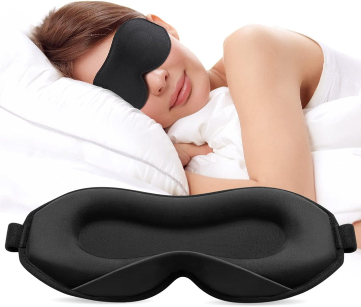 Upgraded Sleep Mask, Perfect Sleeping Mask for Side Sleepers, 3D Ultra Soft Comfortable Eye Masks for Sleeping Women Men Kids with Adjustable Strap, Blindfold for Travel/Sleep/Nap, Black