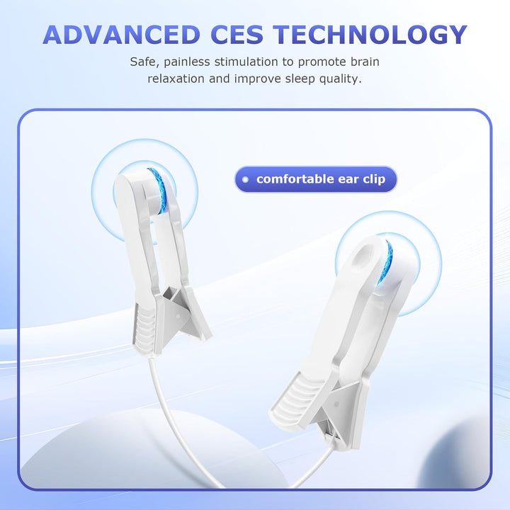 Sleep Aid Device for Adults Anxiety Relief, Hypnotic Muscle & Nerve Device with Ear Clips, CES Treatment Improve Deep Sleep, Portable Micro Current Instrument for Insomnia, Stress Reduction