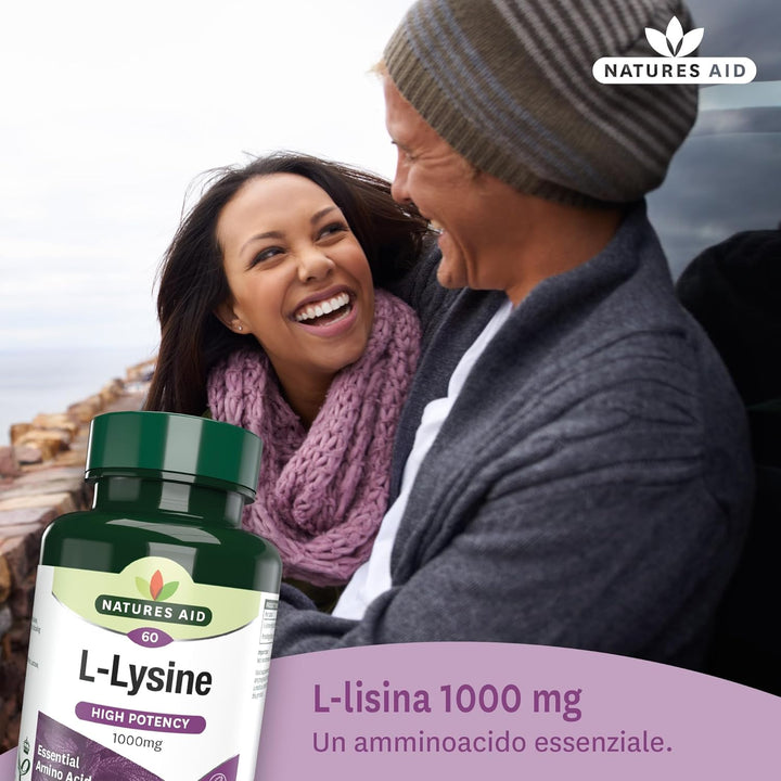 L-Lysine 1000Mg – High Strength Essential Amino Acid – Supports Immune System, Muscle Recovery, Collagen, Bone Health & Energy – Vegan, Gluten-Free - 60 Tablets