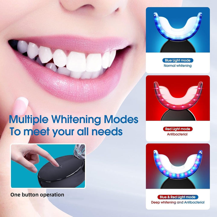 LED Teeth Whitening Kit: Home Teeth Bleaching Kit Including Tooth Whitening Gel Pen and Bleaching Light Tray - Quickly and Safely Remove Stains to Make Tooth White