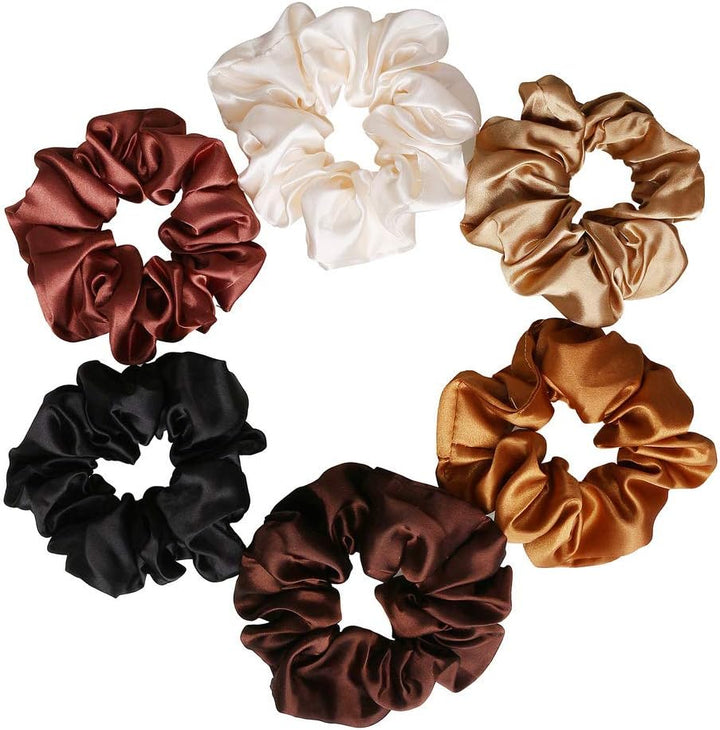 6 Pieces Hair Scrunchies, Satin Elastic Soft Hair Ties Scrunchy Hair Bands for Girls and Ladies