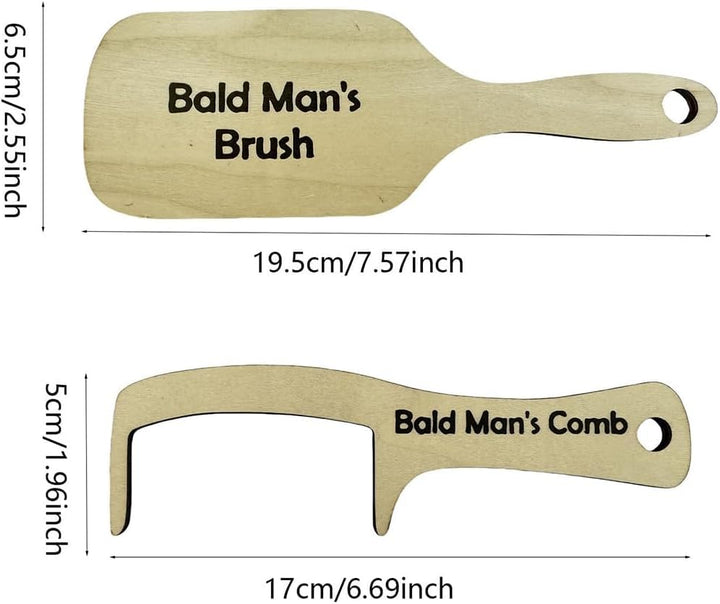 Bald Man Comb Joke Set, Funny Hairless Combing Brush Gag Gifts for Men, Humorous Toothless Combs Blad Mans Brush for Trick Friends Gift