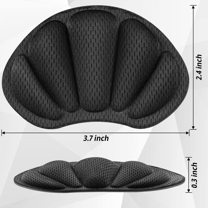 Heel Cushion Pads, 8 Pcs Mesh Self-Adhesive Heel Cushion Inserts for Back of Heel, Heel Grips Pads Prevent Shoes Too Big for Women Men, Black
