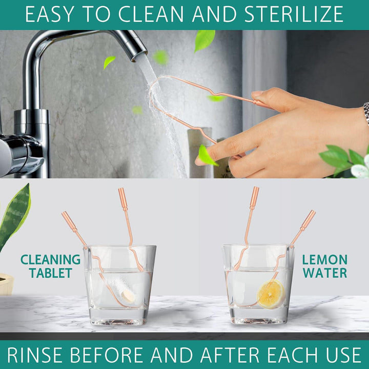 Copper Tongue Scraper for Adults (2 Pack), 100% Pure Copper, Naturally Anti-Microbial, Banishes Bad Breath and Maintains Oral Hygiene, Tongue Cleaner with Travel Case, Easy to Use and Clean