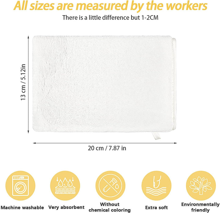 6 Pack Flannel Face Cloths Face Body Wash Cloth, Super Absorbent & Soft Facial Mitts, Reusable Makeup Remover Wash Gloves Bath Mitt, White Towel Small Hand Towels-13X20Cm