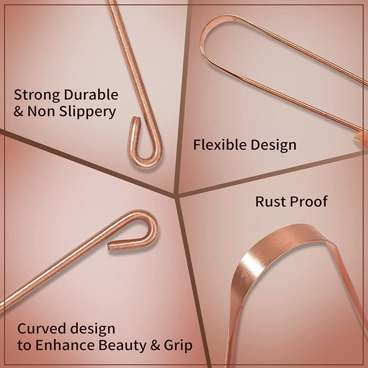 2 Pcs Copper Tongue Scraper Tongue Brush for Oral Care (2 Pcs Copper)