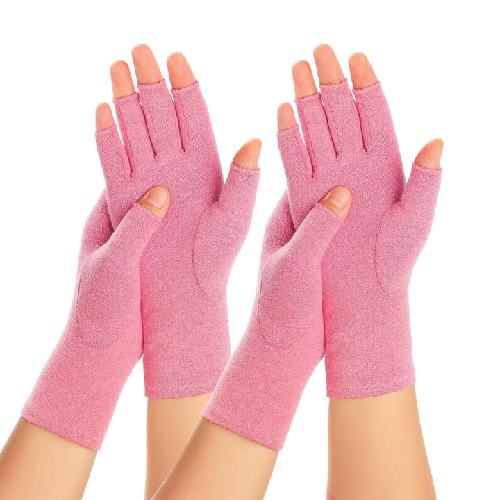 2 Pairs Compression Gloves for Women and Men, Bamboo Arthritis Fingerless Gloves for Pain Relief