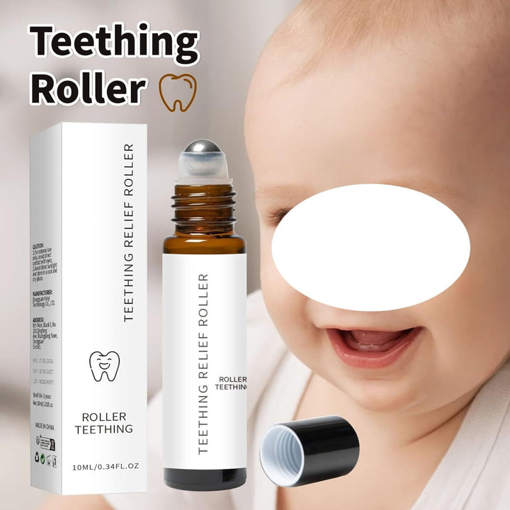 Teething Roller, Baby Teething Oil Soothing Roller, All-Natural Formula, Suitable for Babies. Contains Natural Ingredients Such as Glycerin, Aloe Vera, and Lemon.