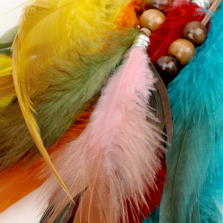 6Pcs Clip in Feather Hair Extension, Feather Extension, Women Halloween Costume Hair Accessories, Bohemian Hippie Hair Clips, Cosplay Native Tribal Feather Braided Beads Headdress