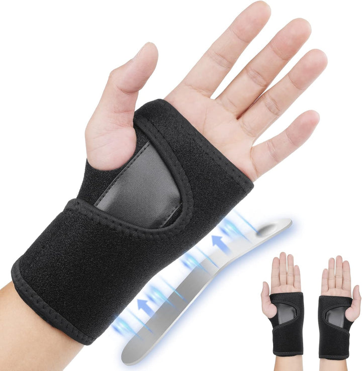 Adjustable Wrist Strap Carpal Tunnel Compression Splint Relieves Pain, Sprains, Tendonitis and Joint Pain, Breathable Brace Provides Wrist Support (Left)