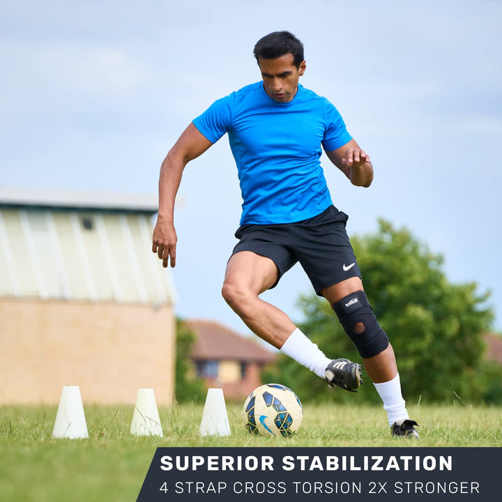 Knee Support Brace for Men & Women Unique 4-Way Adjustable Non-Slip Neoprene Strap System for Arthritis, Running Bursitis, for ACL, Ligament Damage Ideal for Sports - Skiing & Meniscus Tear