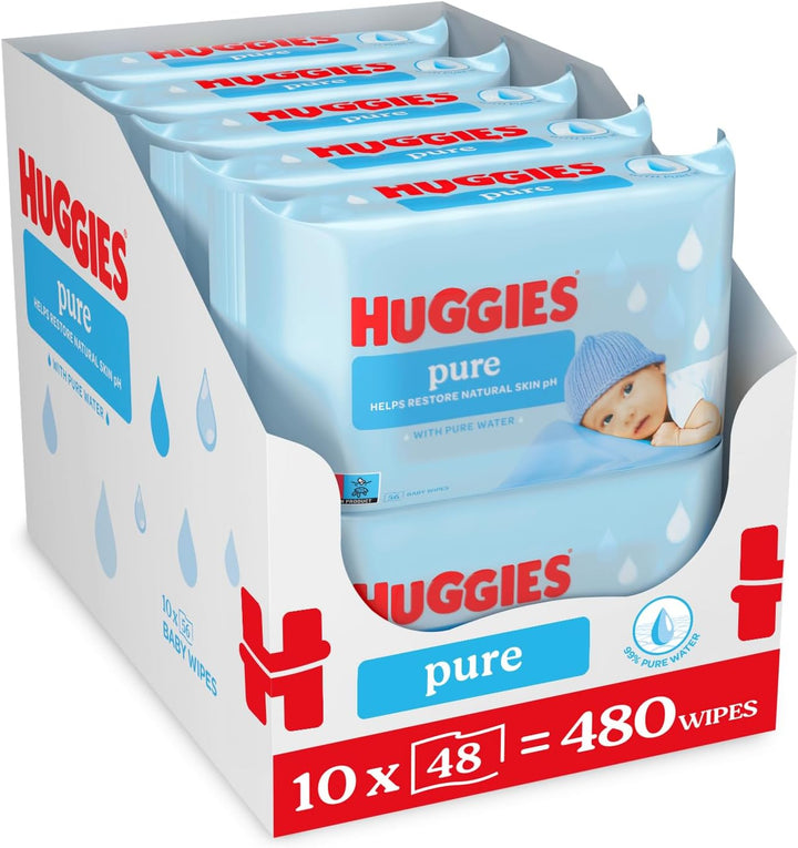 Pure, Baby Wipes, 18 Packs (1008 Wipes Total) - 99 Percent Pure Water Wipes - Fragrance Free for Gentle Cleaning and Protection - Natural Wet Wipes(Packaging May Vary)