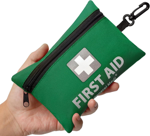 Mini First Aid Kit, 92 Pieces Small First Aid Kit - Includes Emergency Foil Blanket, Scissors for Travel, Home, Office, Vehicle, Camping, Workplace & Outdoor (Green)