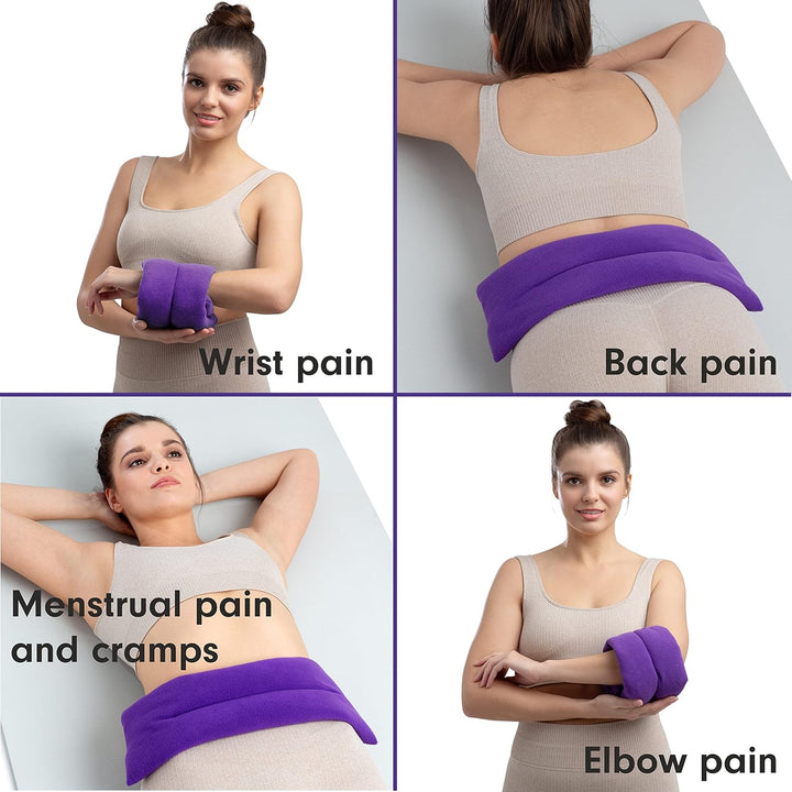 Lavender Body Wrap Wheat Bags Microwavable - Microwave Heat Pad for Joint & Muscle Pain Relief, Neck and Shoulder Pain, Menstrual Pain, Stress - Reusable Hot & Cold Heat Pack - Purple Fleece