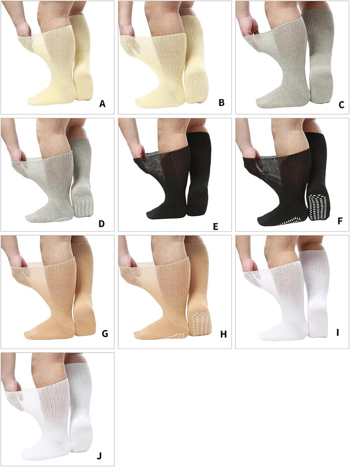 Extra Width Diabetic Socks Men Women Wide Edema Sock for Swollen Feet anti Slip Cast Bariatric Hospital Unisex None Binding Diabetic Hospital with Grip