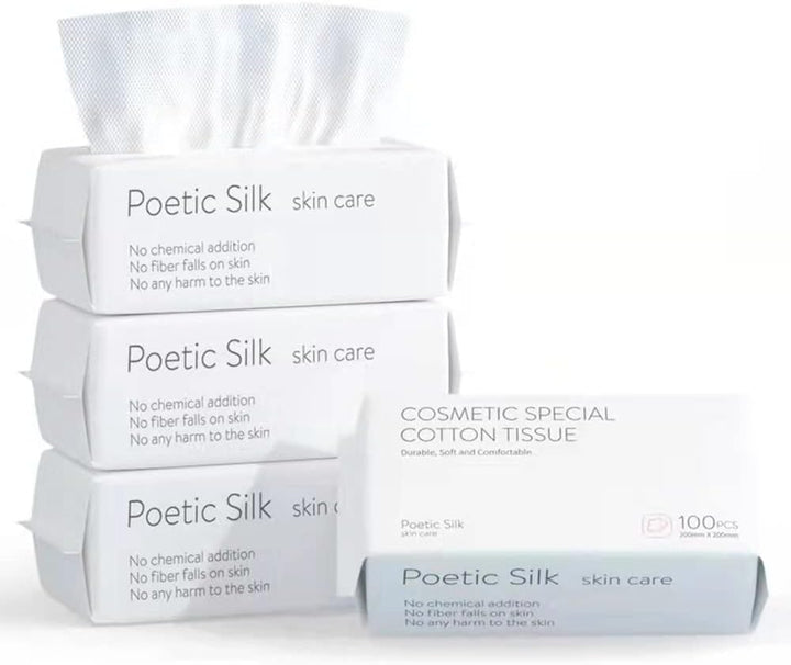 Disposable Soft Dry Wipes, Simple Wet and Dry Cleansing Face Towel, Skincare Facial Cotton Tissue, for Sensitive Skin & Baby Care & Makeup Removing & Surface Cleaning (1Pack=100Pcs)