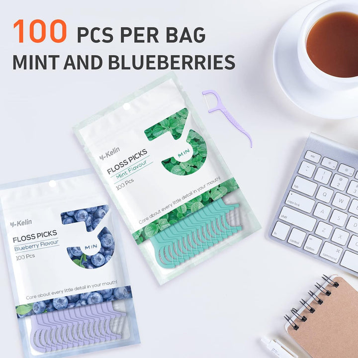 Dental Floss-100 Pcs Dental Floss Toothpick,Teeth Stick,Tooth Picks,Floss Picks,Teeth Cleaning (Mint, 100 Pcs) (100 Count (Pack of 1), Mint)