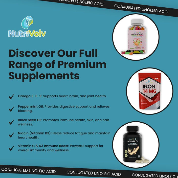 CLA Softgels 1000Mg per Softgel | 180 Softgels | Conjugated Linoleic Acid | Diet and Weight Loss Supplement | Natural Fat Burner | Suitable for Men & Women | by