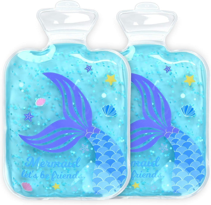 Girls Hot and Cold Packs (Set of 2) - Kids Reusable Heat and Ice Gel Pack Set - Bpa-Free Compress to Cool or Warm - Mermaid Design