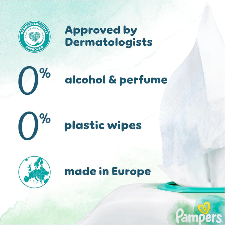 Harmonie New Baby Wipes Plastic Free 9 Packs of 46 Wipes, 414 Baby Wet Wipes, Help Restore Natural Skin Ph